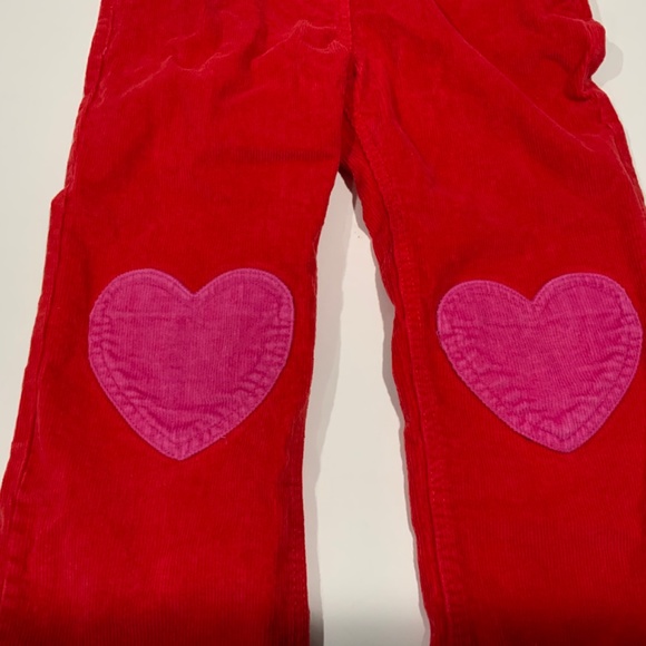 Mini Boden Red Overalls with Pink Heart Patches - Picture 5 of 5
